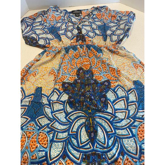 ANGIE Women's Top Size M Summer Boho Neon Vacation Blue - Picture 2 of 5